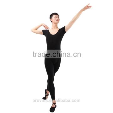 Comfortable Cotton Short Sleeve and Ancke Length Ballet Dance and Gymnastics Unitard For Men