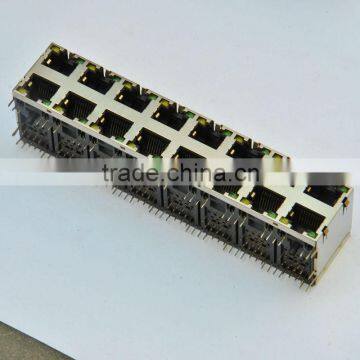 Double Level 2*8port RJ45 Modular Jack with LED