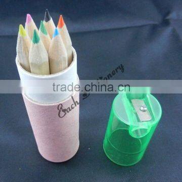 2012 Hot Sales half size natural wooden color Pencil in Kraft paper tube set
