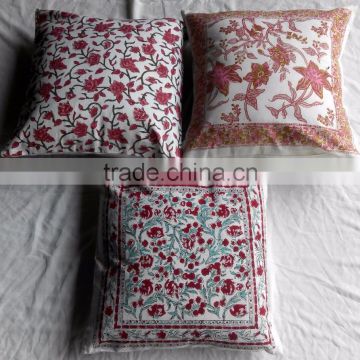 100 % Cotton Colorful hand block printed cushion covers home decor