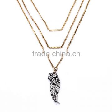 New fashion 3 chains crucian shaped crystal necklace