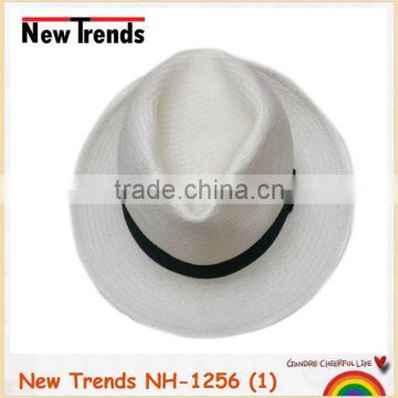 Fashion white five braided straw fedora hat