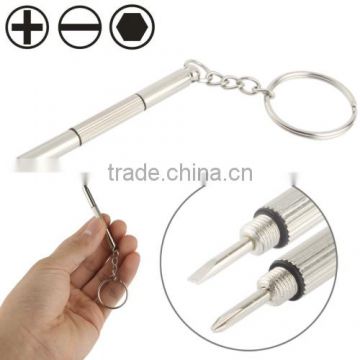 3 in 1 Professional Mini Screwdriver Repair Tool with Keychain for Watch / Mobile Phone / Camera etc