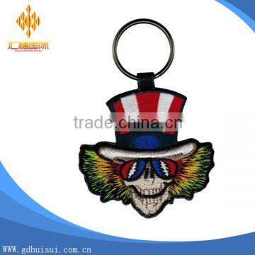 Top sale cheapest customized embroidery evil hat key chain no minimum order
