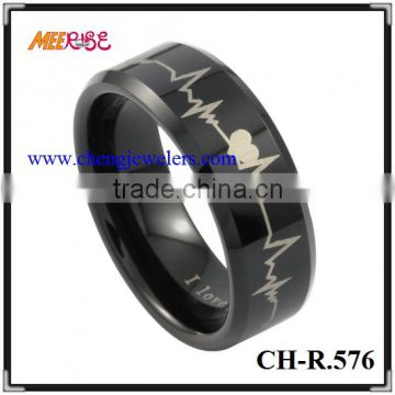 Hot Sale Comfort Fit High Quality Black Ceramic Love Ring