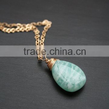 falak gems Amazonite Necklace, Gemstone Jewelry, Gold plated Necklace