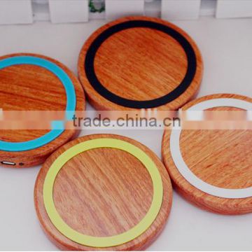 Redwood qi mini wireless charger pad 2a for samsung S7 edge, for iphone wooden