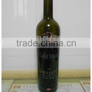 750ml antique green glass red wine bottle w/cork