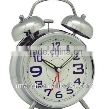 silvery-1 twin bell clock,table clock