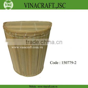 Half round bamboo laundry basket with lid