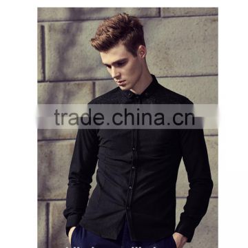 high fashion embroidery slim fit shirts for man