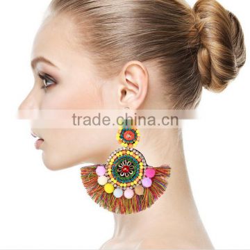Bohemian design handmade colorful tassel drop earrings jewelry