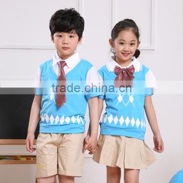 School uniform kids clothes 2015 summer short-sleeve set kindergarten park clothing