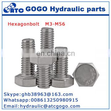 Stainless steel A2-70 hex bolt with nut and washers
