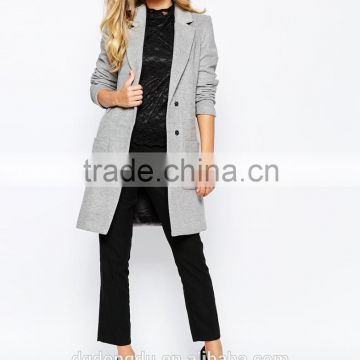Gray wool winter dress coat wiith long sleeves, women winter coat