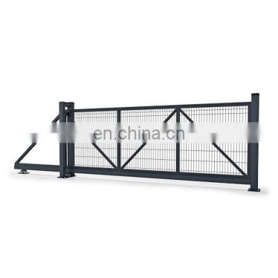 classic H 2 m * W 8 m 3D curved wire mesh manual drive cantilever-slide fence gate system
