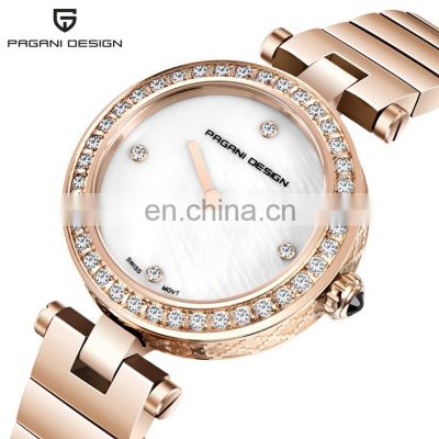 PAGANI DESIGN PD-1648 Charm Stainless Steel Strap Analog Quartz Wrist Watch Diamond Ladies Luxury Watch