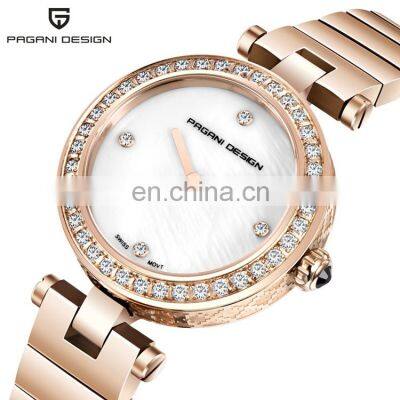 PAGANI DESIGN PD-1648 Charm Stainless Steel Strap Analog Quartz Wrist Watch Diamond Ladies Luxury Watch