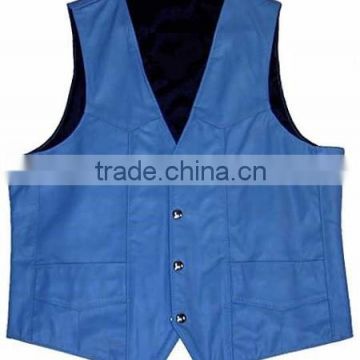 Sheep skin blue leather vests