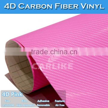 Air Bubble Free Fashionable Pink 4D 3M Carbon Fiber Vinyl Films
