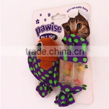 Promotional best quality fish & candy shaped cat toy treat ball with ring bell inside