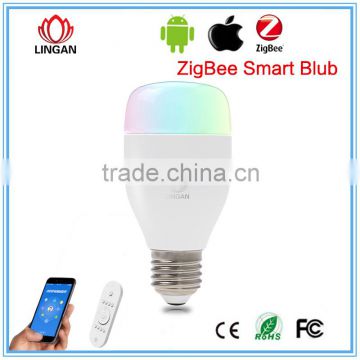 Smart bulb Light Zigbe AC 110V 220V E27 7.5W RGBW LED Bulb Lamp Wireless Color/Brightness/Music palying Dimmable Adjustable