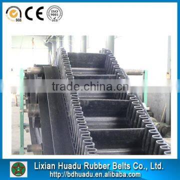 ISO approved corrugated sidewall cleated rubber belting conveyor