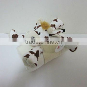 JM8438-3 plush toy cow with children blanket