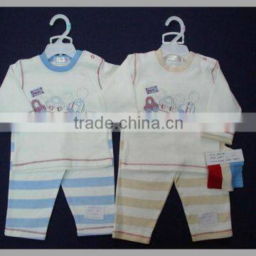 100% cotton printed embroidery baby wear 2pcs set new born baby garments