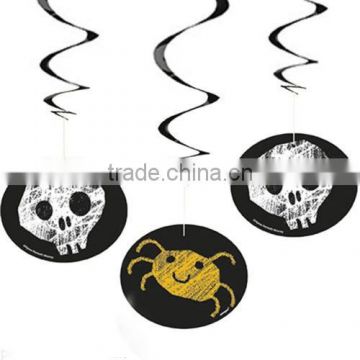 Happy Halloween Checker Spider Skull swirl Hanging Cutout Swirls Decorations