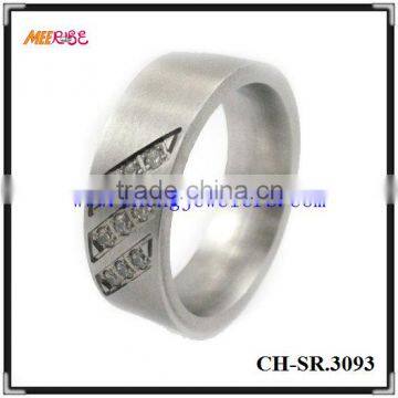 Brush wide stainless steel ring jewelry for engrave and diamond inlay