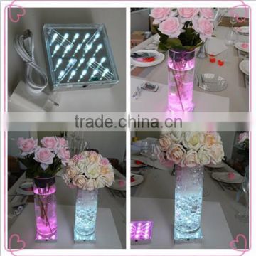 Square 4 inch single color 20pcs LED rechargeable battery operated led decoration light for wedding