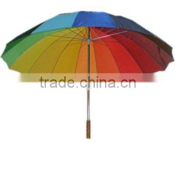 auto open 27"x16k rainbow colorful straight golf umbrella