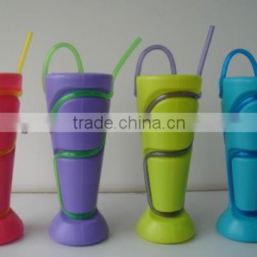 Plastic drinking bottle with straw 550ml #TG20149