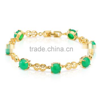 2016 lucky symbol gold jewelry women 's fashion turquoise emerald coin bracelet