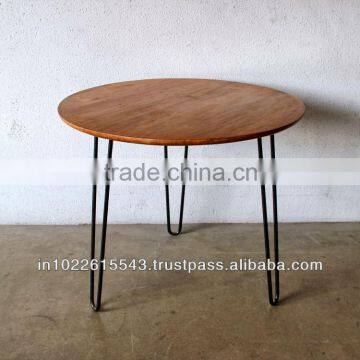 Industrial furniture Round dining table with hairpin legs for Hotel Restaurant and Bar