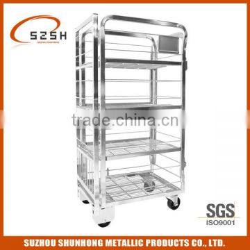 zinc,stainless steel foldable moving milk trolley hand cart