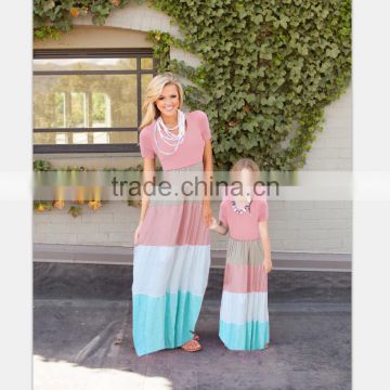 2017 European new fashion summer family matching clothing mother and daughter long maxi dress
