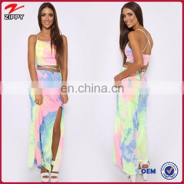 New style lady printed 3D pictures of long skirts and tops