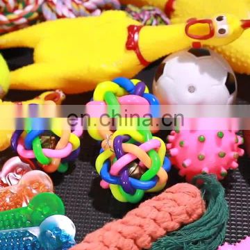 Low price wholesale cute funny durable pet squeaky chew toy rubber rope plastic biting toy for dog