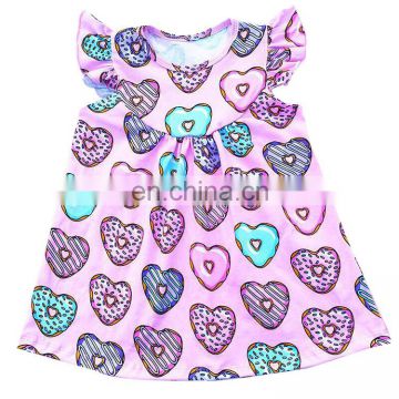 Boutique casual heart donut fluffy sleeve kids angel dress