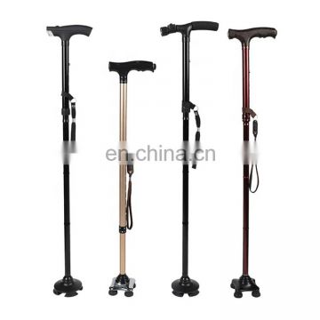 Height-adjustable built-in LED light portable handicapped medical hands-free aluminum elbow crutch