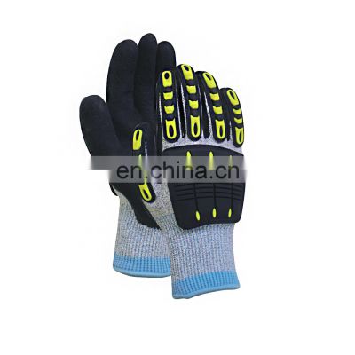 Sunnyhope nitrile sandy finish coated TPR anti impact racing gloves