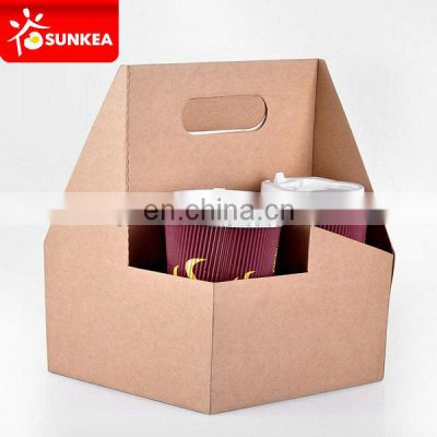 Cup Holder Custom Take Away Craft Paper Disposable Double Wall Food & Beverage Packaging Bio-degradable Accept