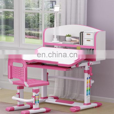reading learning height adjustable table and chair set writing drawing ergonomic children study table set With Storage Drawer