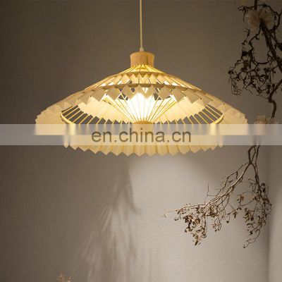 New Chinese Bamboo Chandelier Creative Umbrella Design Hanging Lamp For Living Room Restaurant Decoration LED Pendant Light