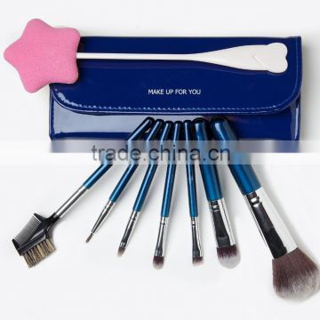 7 Piece Soft Bristles Makeup Brushes Travel Makeup Brush Kit With Royal Blue Cosmetic Brushes Case