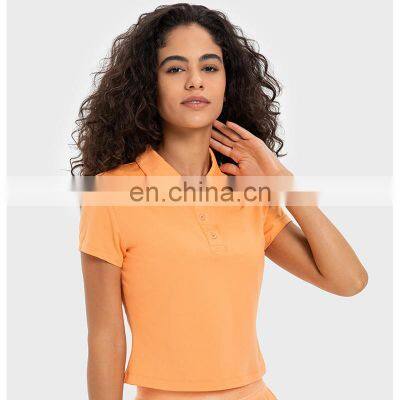 Wholesale Quick Dry Cool Fabric Short Sleeve Tennis Sports Yoga Polo Shirt Women Outdoor Lightweight Fitness Gym Wear Clothes