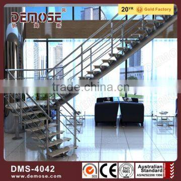 portable marble stairs with steel pipe stair handrail