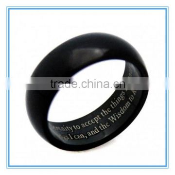 Black Plated Serenity Prayer Engravable Stainless Steel Ring